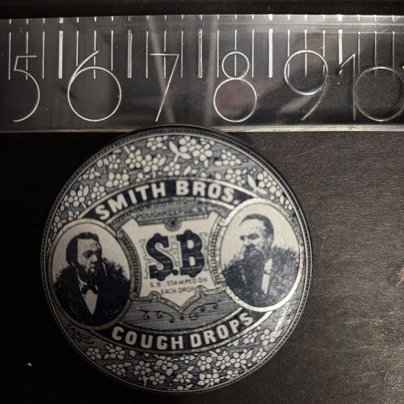 Smith Bros Cough Drops Tin Round Metal Collectible By Bristol Ware - Picture 2 of 5